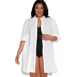 Beach Maxi Shirt for Plus Sizes by Lauren Ralph Lauren White 1x